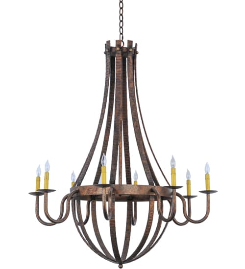 Barrel Stave Madera 8 Light 42" Wide Taper Candle Style Chandelier - Rococo Finish
