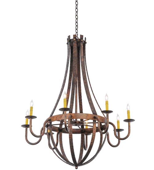 Barrel Stave Madera 8 Light 42" Wide Taper Candle Style Chandelier - Rococo Finish