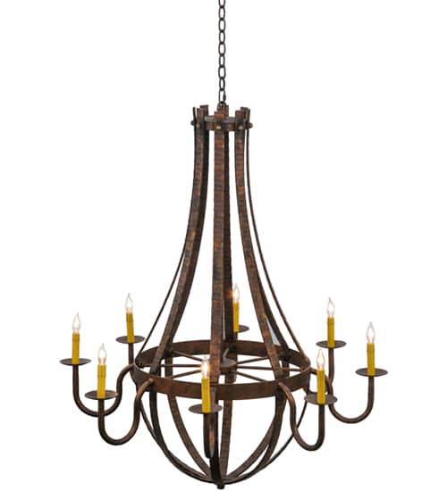 Barrel Stave Madera 8 Light 42" Wide Taper Candle Style Chandelier - Rococo Finish