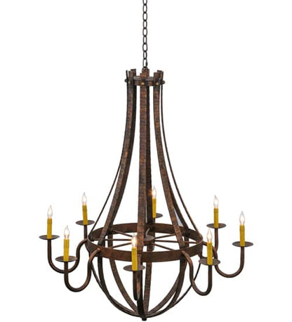 Barrel Stave Madera 8 Light 42" Wide Taper Candle Style Chandelier - Rococo Finish