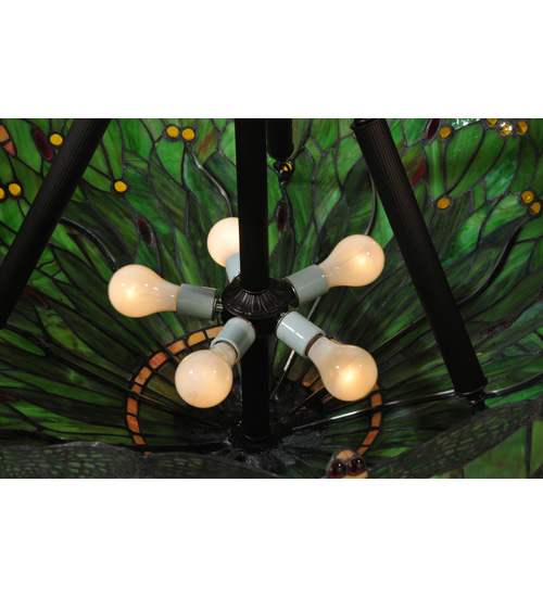 Tiffany Hanginghead Dragonfly 5 Light 38" Wide Semi-Flush Bowl Ceiling Fixture