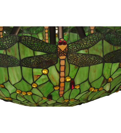 Tiffany Hanginghead Dragonfly 5 Light 38" Wide Semi-Flush Bowl Ceiling Fixture