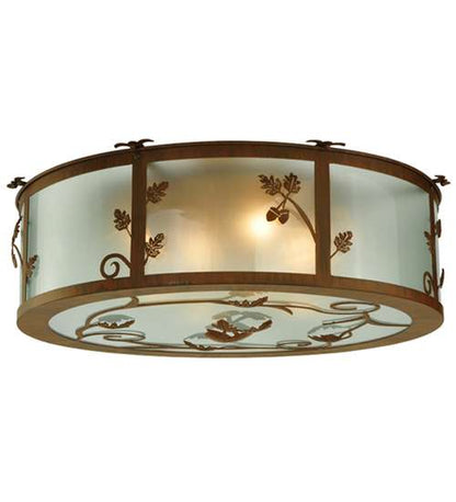Oak Leaf and Acorn 4 Light 30" Wide Flush Mount Drum Ceiling Fixture