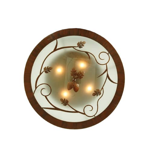 Oak Leaf and Acorn 4 Light 30" Wide Flush Mount Drum Ceiling Fixture
