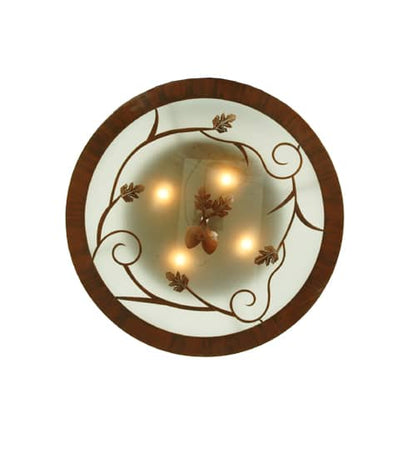 Oak Leaf and Acorn 4 Light 30" Wide Flush Mount Drum Ceiling Fixture