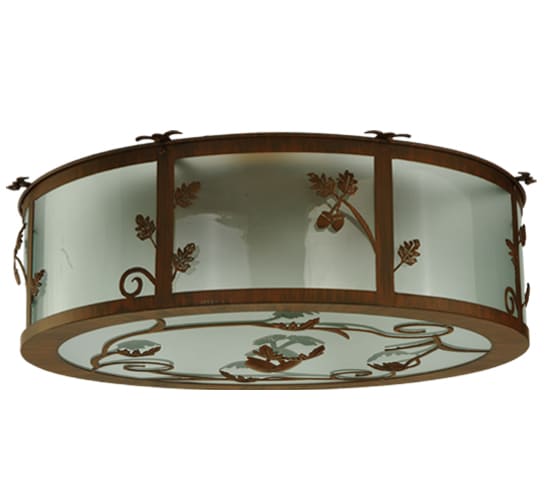 Oak Leaf and Acorn 4 Light 30" Wide Flush Mount Drum Ceiling Fixture