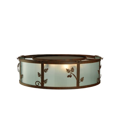 Oak Leaf and Acorn 4 Light 30" Wide Flush Mount Drum Ceiling Fixture