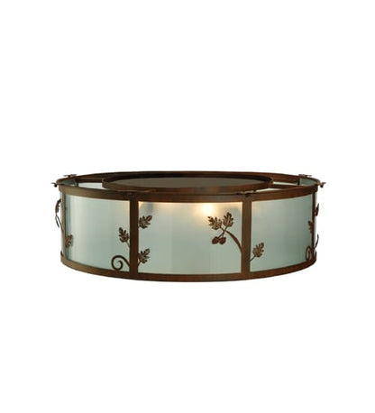 Oak Leaf and Acorn 4 Light 30" Wide Flush Mount Drum Ceiling Fixture