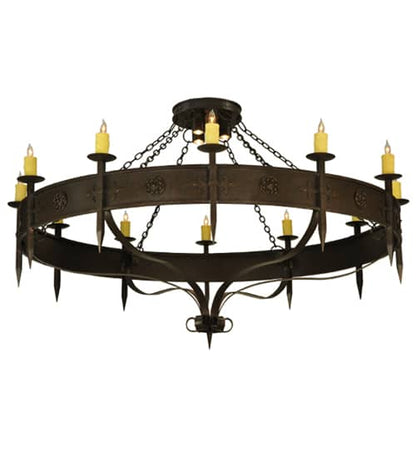 Warwick 12 Light 72" Wide Taper Candle Style Chandelier - Gilded Tobacco Finish