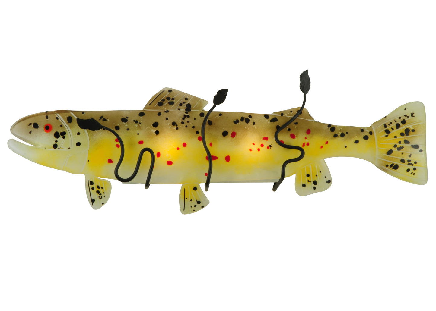 30" W Brown Trout Fused Glass Wall Sconce