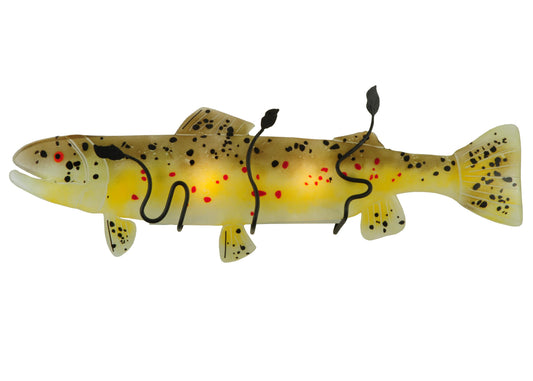 30" W Brown Trout Fused Glass Wall Sconce