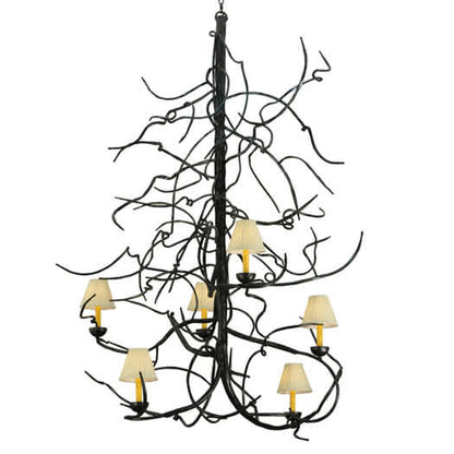 Winter Solstice 6 Light 50" Wide Wrought Iron Chandelier