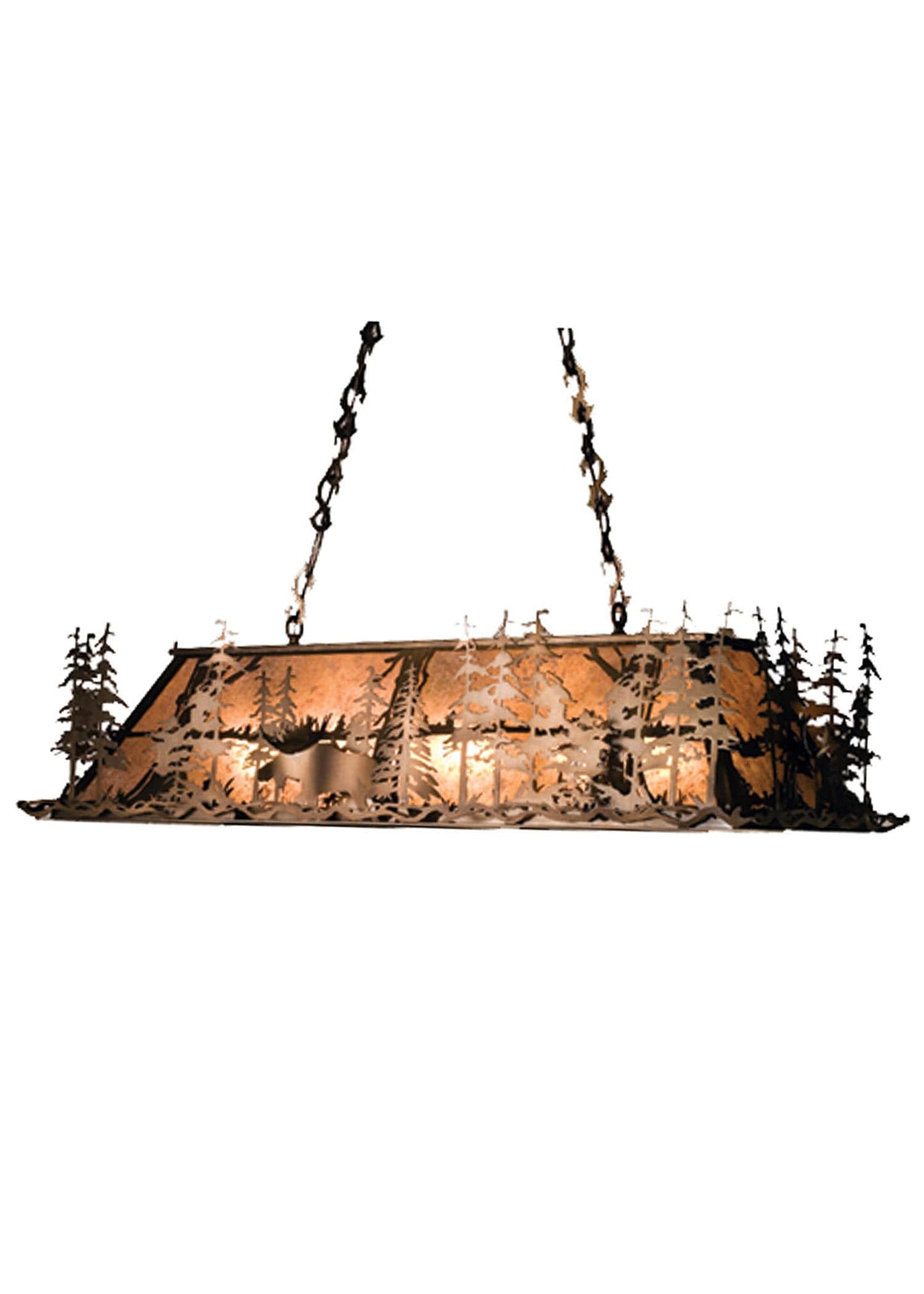 Moose at Dusk 9 Light 54" Wide Billiard Chandelier with Silver Mica Shade