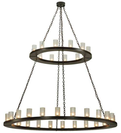 Loxley 36 Light 72" Wide Pillar Candle Style Chandelier with Clear, Seedy Glass Shades - Timeless Bronze Finish