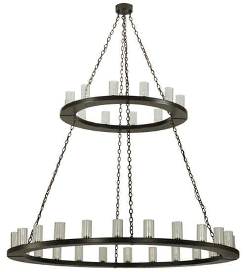 Loxley 36 Light 72" Wide Pillar Candle Style Chandelier with Clear, Seedy Glass Shades - Timeless Bronze Finish