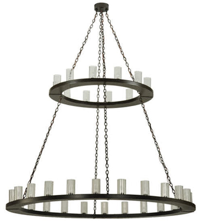 Loxley 36 Light 72" Wide Pillar Candle Style Chandelier with Clear, Seedy Glass Shades - Timeless Bronze Finish