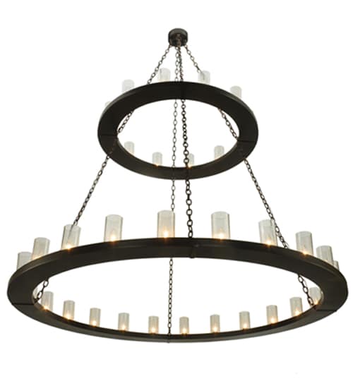Loxley 36 Light 72" Wide Pillar Candle Style Chandelier with Clear, Seedy Glass Shades - Timeless Bronze Finish