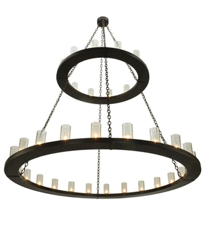 Loxley 36 Light 72" Wide Pillar Candle Style Chandelier with Clear, Seedy Glass Shades - Timeless Bronze Finish