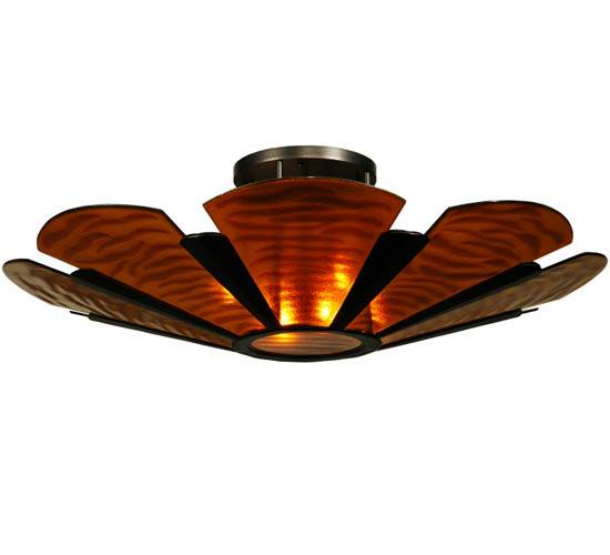 Metro Fusion 4 Light 49" Wide Semi-Flush Bowl Ceiling Fixture with Fused Glass Shade - Mahogany Bronze Finish