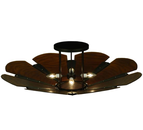 Metro Fusion 4 Light 49" Wide Semi-Flush Bowl Ceiling Fixture with Fused Glass Shade - Mahogany Bronze Finish