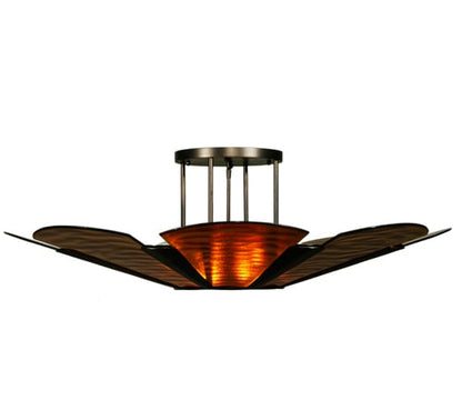 Metro Fusion 4 Light 49" Wide Semi-Flush Bowl Ceiling Fixture with Fused Glass Shade - Mahogany Bronze Finish