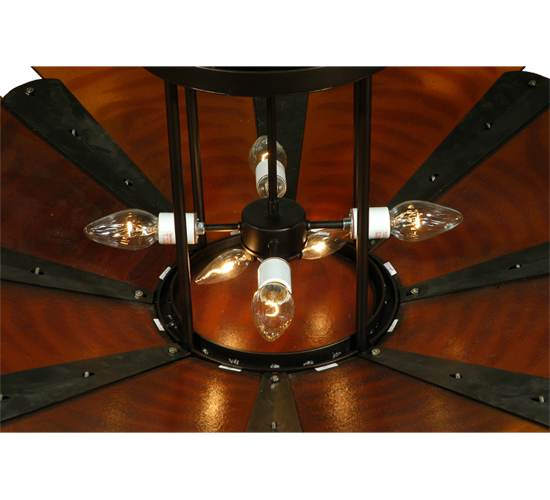 Metro Fusion 4 Light 49" Wide Semi-Flush Bowl Ceiling Fixture with Fused Glass Shade - Mahogany Bronze Finish