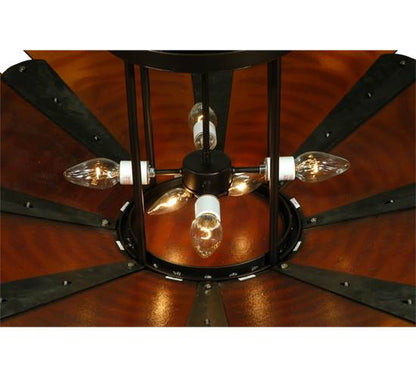 Metro Fusion 4 Light 49" Wide Semi-Flush Bowl Ceiling Fixture with Fused Glass Shade - Mahogany Bronze Finish