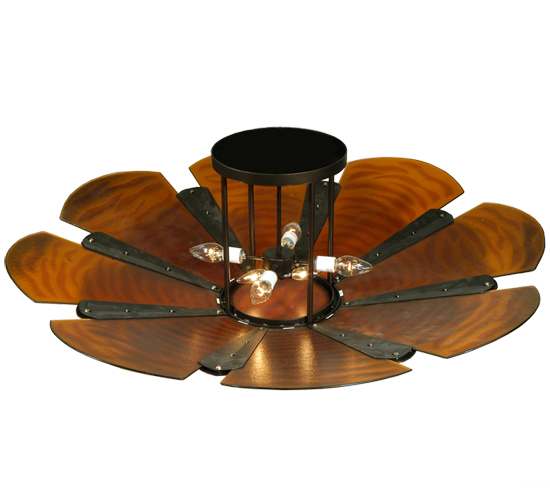 Metro Fusion 4 Light 49" Wide Semi-Flush Bowl Ceiling Fixture with Fused Glass Shade - Mahogany Bronze Finish