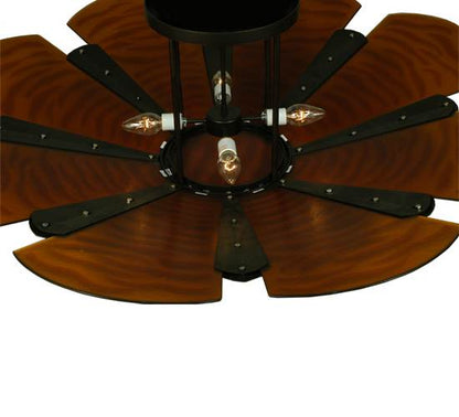 Metro Fusion 4 Light 49" Wide Semi-Flush Bowl Ceiling Fixture with Fused Glass Shade - Mahogany Bronze Finish