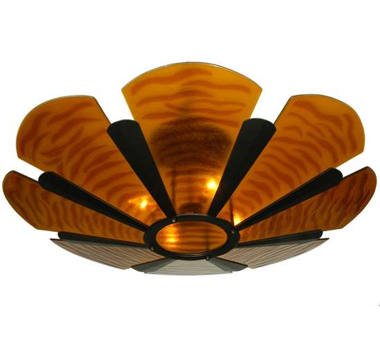 Metro Fusion 4 Light 49" Wide Semi-Flush Bowl Ceiling Fixture with Fused Glass Shade - Mahogany Bronze Finish