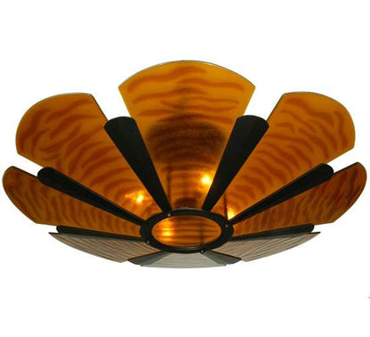Metro Fusion 4 Light 49" Wide Semi-Flush Bowl Ceiling Fixture with Fused Glass Shade - Mahogany Bronze Finish