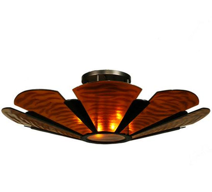 Metro Fusion 4 Light 49" Wide Semi-Flush Bowl Ceiling Fixture with Fused Glass Shade - Mahogany Bronze Finish