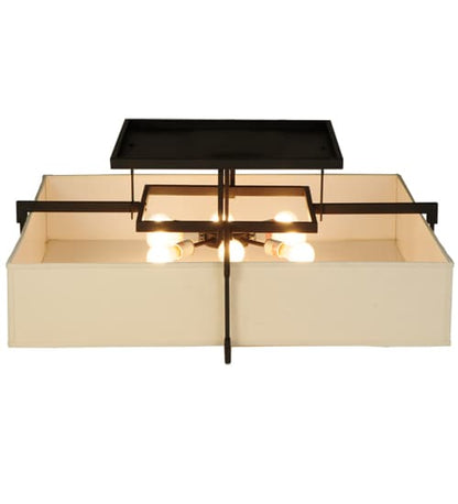 Quadrato Massage 8 Light 55" Wide Semi-Flush Square Ceiling Fixture