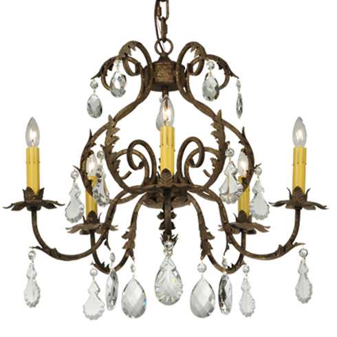 Chantilly 5 Light 24" Wide Crystal Candle Style Chandelier