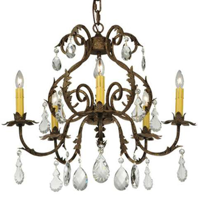 Chantilly 5 Light 24" Wide Crystal Candle Style Chandelier