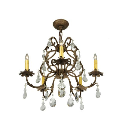Chantilly 5 Light 24" Wide Crystal Candle Style Chandelier