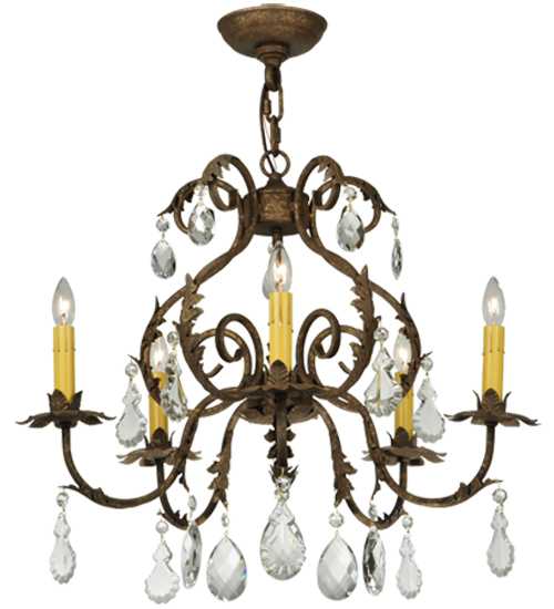 Chantilly 5 Light 24" Wide Crystal Candle Style Chandelier