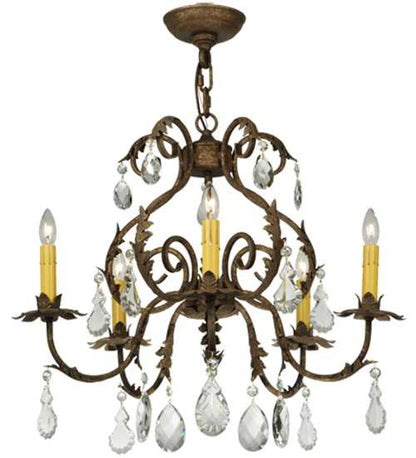 Chantilly 5 Light 24" Wide Crystal Candle Style Chandelier