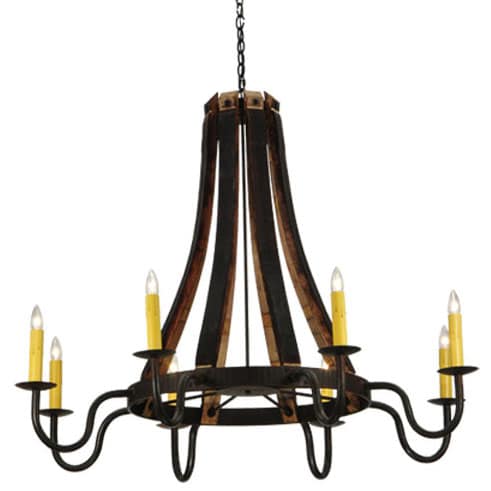 Barrel Stave Madera 8 Light 50" Wide Taper Candle Style Chandelier