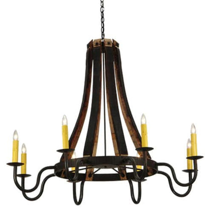 Barrel Stave Madera 8 Light 50" Wide Taper Candle Style Chandelier