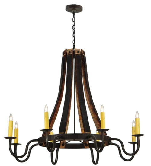 Barrel Stave Madera 8 Light 50" Wide Taper Candle Style Chandelier