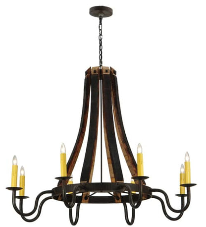 Barrel Stave Madera 8 Light 50" Wide Taper Candle Style Chandelier