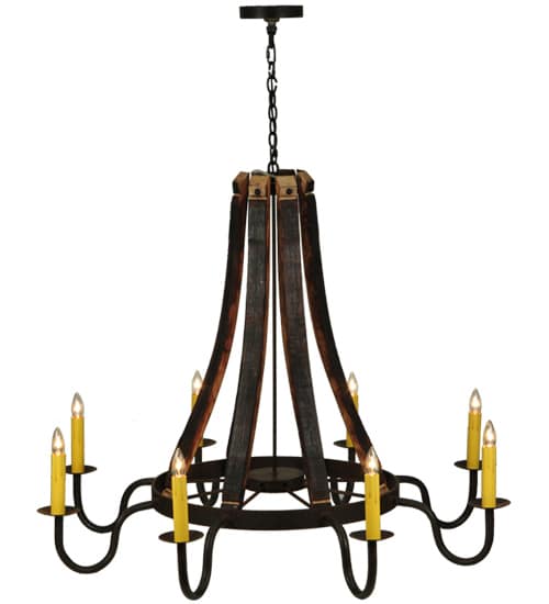 Barrel Stave Madera 8 Light 50" Wide Taper Candle Style Chandelier
