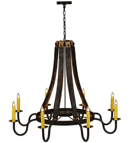 Barrel Stave Madera 8 Light 50" Wide Taper Candle Style Chandelier