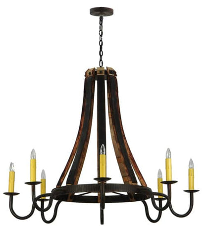 Barrel Stave Madera 8 Light 50" Wide Taper Candle Style Chandelier