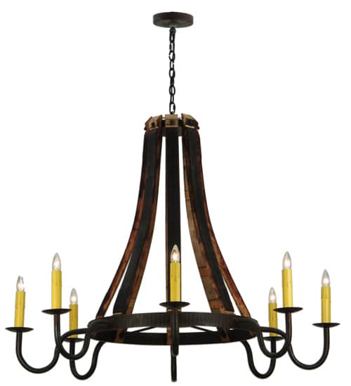Barrel Stave Madera 8 Light 50" Wide Taper Candle Style Chandelier
