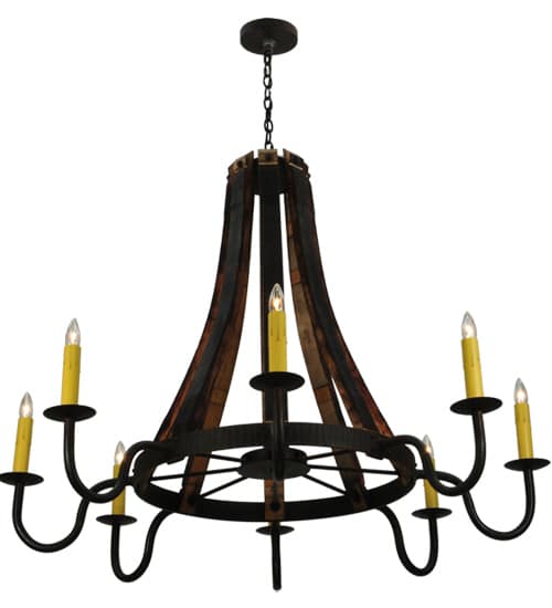 Barrel Stave Madera 8 Light 50" Wide Taper Candle Style Chandelier