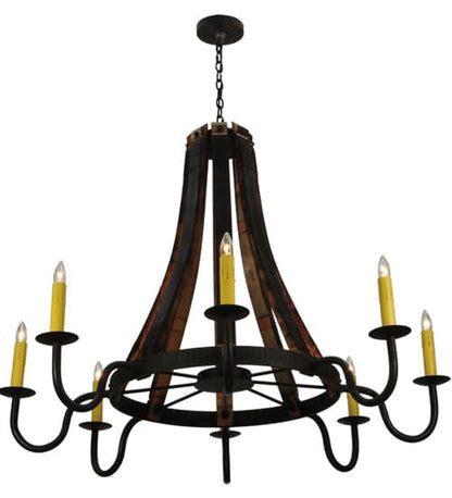 Barrel Stave Madera 8 Light 50" Wide Taper Candle Style Chandelier