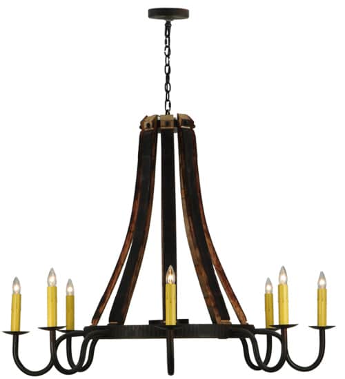 Barrel Stave Madera 8 Light 50" Wide Taper Candle Style Chandelier