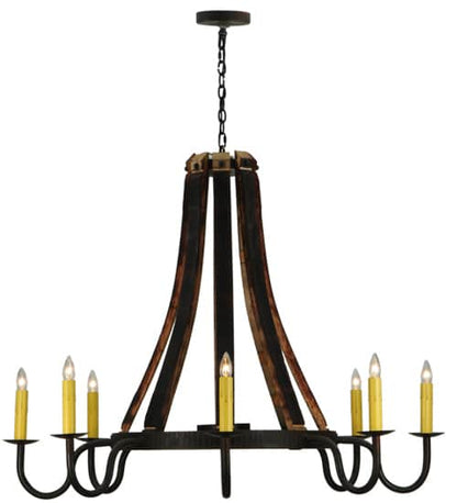 Barrel Stave Madera 8 Light 50" Wide Taper Candle Style Chandelier